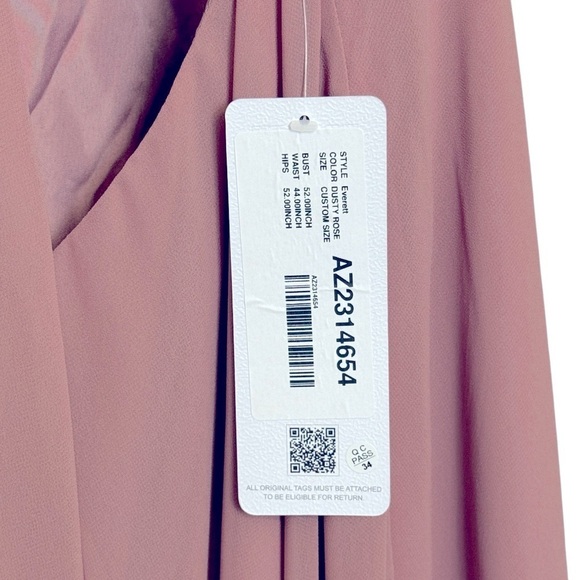 Azazie Everett Chiffon Maxi Dress. Dusty Rose Custom Size - 3X #1449 NWT - Picture 9 of 12